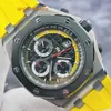 AP Ikoniczne na rękę Royal Oak Offshore Series 26207io Mens Watch Limited Edition Titanium Black and Yellow Timing 42 mm Automatyczny zegarek mechaniczny