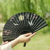 Decorative Figurines Bamboo Handle Props Fan No Deformation Folding Creative For Prom Decor Party Wedding Hanfu Cheongsam Dance Female