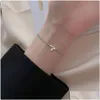 Identifiering 925 Sier Charm Armband för kvinnor Nya trendiga eleganta fjäril Zirkonpar smycken Drop Leverans Armband Dhjno