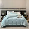 Ensembles de literie Frais et léger vent de luxe quatre pièces coton broderie drap de lit ensemble de couette été doux pour la peau dormir nu de haute qualité