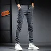 Herfst Winter 2022 Elastische Taille Dikker Fleece Jeans Voor Mannen Slim Fit Kleine Voeten Koreaanse Fi Casual Broek Voor mannen Lg Broek E77w #