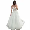 Boho Wedding Dres For Women 2023 Koronkowe aplikacje Tiul Suknie ślubne A-line Sweat Train Elegant Bride Dr Vestidos de Novia Z0v4#
