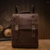 Backpack Genuine Leather Men's Retro Biker's First Layer Travel Backpackage Men Casual Computer Bag Schoolbag Large