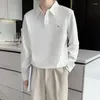 メンズポロス服フォーマルトップホワイトTポロシャツ韓国秋のボタンボタンのビジネスプルオーバーハラジュクファッションノーマルY2KバルクA