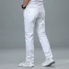 Estilo clássico dos homens Regular Fit Jeans Branco Busin Smart Fi Denim Advanced Stretch Cott Calças Masculinas Marca Calças O5nc #