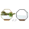 Films Nordic style Metal Rack White Ceramic Vase Planter Pot Octagonal Geometric Wall Hanging Ceramic vases for flowers Bamboo Tray