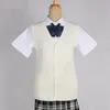 Japonês menina estudantes universitários camisola colete com decote em v jk uniforme de malha cardigan colete campus primavera e outono roupas diárias t2s3 #