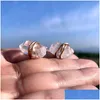Boucle d'oreille bijoux cristaux de guérison Quartz Sier or Point femmes filles pierre naturelle boucles d'oreilles à la main livraison directe Dhqun