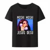 Moshi Jesus Desu Lustiges T-Shirt Männer T-Shirt Plus Size Kurzarm Atmungsaktive T-Shirts Casual Tops Muster Roupas Masculinas Koszulki 50Ka #