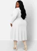 chique En Elegante Vrouw Jurk Plus Size Vrouwen Kleding Lange Stevige Hoge Stretch Geribbelde Herfst Jurk Groothandel Bulk Dropship 48nC #