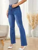 Dżinsy damskie 2024 Spring High talia Buot Cut Modna rozciąganie Slim Denim Flered Pants Skinny Spodni xs-L