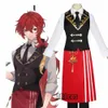 Game Genshin Impact Diluc Cosplay Costume KFC Diluc Cosplay Costume Men servitör Uniform Costume Halen Props Full Set C51J#