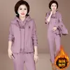 Femmes automne hiver nouveau costume en peluche épaissie hauts à capuche gilet pantalon 3 trois pièces ensembles fi grande taille femmes vêtements N0GU #