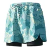 Calções masculinos de natação com fecho de cordão cintura elástica calções de banho verão beachwear compressão de apoio para praia