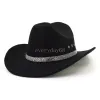 Chapéus de aba larga femininos chapéu de feltro de cowboy ocidental masculino feminino chapéu fedora moda simples fedoras top bonés 2024 novo