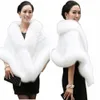 Vente chaude De Mariée Fausse Fourrure Wraps Manteau De Mariage D'hiver Châles Chauds Vêtements D'extérieur Blanc Noir Haussement D'épaules Femmes Veste Sur Mesure L0ss #