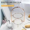 Baking Moulds Metal Cake Stand Double-Layer Arch-Shaped Golden Fruit Dessert Rack Wedding Birthday Party Decoration Cupcake Gold