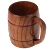 Mugs Wooden Beer Mug With Handle 300ml Prevent Scald Carved Drinkware Wood Drinking Cup For Tea Milk Kitchen Home Bar