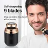 Electric Shavers Mini Washable Electric Razor Travel Razor Type-C laddningskapsel Rakaverklapp Näshårklippning Double Ring Knife Net 240329