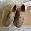 LP schoenen Zomer Wak charmes suède loafers Mocassins Abrikoos Echt leer heren casual slip op vetten dames Luxe Ontwerpers platte Dressshoe fabrieksschoenen