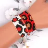 Strand mosengkw mgb mizhu jóias artesanais personalizado moda retro estilo étnico tecelagem padrão de leopardo pulseira larga