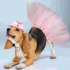 Vêtements pour chiens Robes courtes Costume de Pâques Tutu avec chapeau pour couvre-chef Vêtements d'été pour animaux de compagnie Costumes de mangeur rose Princesse