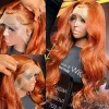 Wigs 30 inch Colored Ginger Orange13x4 Lace Front Human Hair Wig Brazilian Body Wave 13x6 Transparent Lace Frontal Wig On Sale