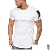 T-shirts masculins t-shirts t-shirts t-shirts à manches courtes coutures de poche minces de sport décontractées