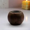 Candle Holders Vintage Rustic Black Wood Tray Wooden Candlestick Round Holder Wedding Table Decor Party Home Teahouse Ornament