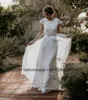 винтажное богемное свадебное платье Dr с кружевными рукавами в стиле бохо Lg Bride Dres Chiff Beach Свадебное платье Robe De Marie White Simple d5WW #
