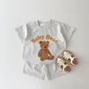 Korea Summer Infant Baby Boy Clothes Set Cartoon 3D Bear Printed T shirts TopsToddler Girl Breathable Shorts 2pcs 240314