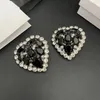 Backs Earrings Metal Inlaid Zircon Exaggerated Large Peach Heart Thick And Heavy Feeling Women's Ear Clip Jewelry Gift 2024 Model