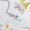 Pendant Necklaces 925 Sier Natural Gemstone Pendants Necklace Opal Rose Quartz Healing Crystals Jewelry For Women Girls Ni0729 Drop De Dh4Ey