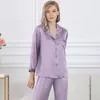 Home Abbigliamento Top lungo e pantaloni pigiama di seta Set abiti femminili puri M-XXL Pijama Suit 2024 Autunno Primavera S38002QM