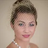 Gold Birdcage Wedding Veils voor vrouwen Korte Tule Hair Clip Blusher Face Bridal Veil met kam voor theekransje Velo Novia N4JT#
