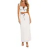 Vestidos de trabalho Mulheres Férias 2 Peça Saia Outfits Verão Sem Mangas Crop Tank Top Cintura Alta Ruffle Maxi Beachwear Drop Delivery App Ot4M8