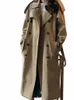 Jackor för kvinnor 2023 Trench Coat for Women Lapel Double Row Butt LG Windbreaker Coat Ny in Outwears Female Clothing Tops M7ki#