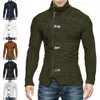 Suéteres masculinos elásticos elegantes de fibra acrílica solta suéter casaco inverno masculino gola alta pulôver suéter n1E7 #