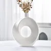 Vasen Nordic Stil Keramik Donut Vase Elegante Blumenbehälter Moderne Boho Minimalistischen Desktop Dekoration Zubehör