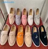 Dames zomerwandeling suède afdrukken casual schoenen Loro Piano Man Tasman loafers platte hak jurk schoen luxe lederen sneakers zwarte designer mocassin slip op rubber S355