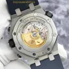 Наручные часы AP Наручные часы Royal Oak Offshore Series 26703ST Мужские часы Синий циферблат Желтое кольцо для дайвинга 42 мм Автоматические механические часы