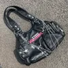 Vintage Women Y2K Umhängetasche große Kapazität Multi -Taschen -Ketten Tasche pu laether weibliche Punk Moto -Style -Grunge -Handtasche 240322