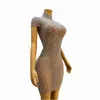women Sparkly Sier Crystals Nude Mesh Transparent Host Dr Dance Stage Evening Party Club Costume Celebrate Collectis k2lT#