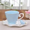 Koppar Saucers Creative Butterfly Bird Coffee Cup and Saucer Set Home Drinkware 200 ml Engelska eftermiddagste Drop Gift Gift