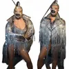 сексуальный поддельный обнаженный стрейч боди Sier блестки пальто женщины Gogo Dancer костюм ночной клуб Одежда для танцев на пилоне Rave Outfit XS6368 z6fC #