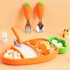 Cups Dishes Utensils Children Carrot Silicone Tableware FeedingBaby Dinner Bowl Cartoon Plate Training Spoon Fork Infant Toddler Self Feeding Tool 240329