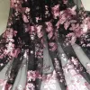 Fabric Peony Flower Sequins Embroidery Lace Fabric 130CM Wedding Dress DIY Costume Clothes Curtain Sew Accessories Purple Pink Black