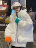 冬の太いパフジャケットの女性パーカーウォームダウン