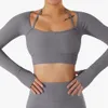 Lu Align T-shirt Sexig inre Paded Women's Sports Shirt Kvinnor Långärmad sömlös Gymträning Tumhål Running Yoga Shirt Dry Fit Top Lemon Sports 2024