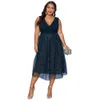 vest Tank Dr Evening Party Sequin Flowy Yarn Hem V Neck Waist Tight Plus Size Midi Dr Gown 26QK#